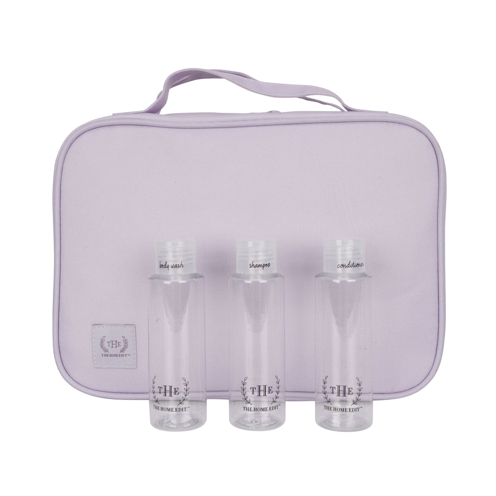 The Home Edit Expandable Hanging Toiletry Bag with 3 Toiletry Bottles, Lavender