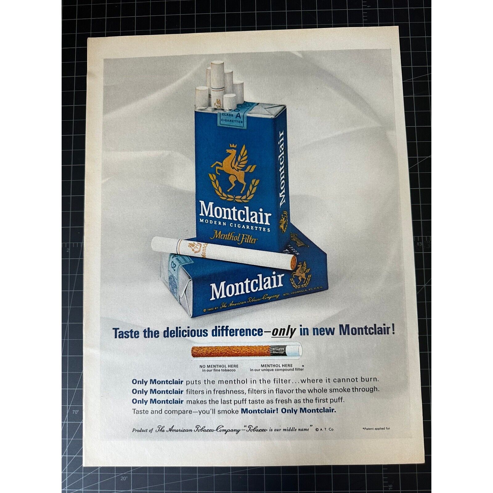 Vintage 1960s Montclair Cigarettes Print Ad