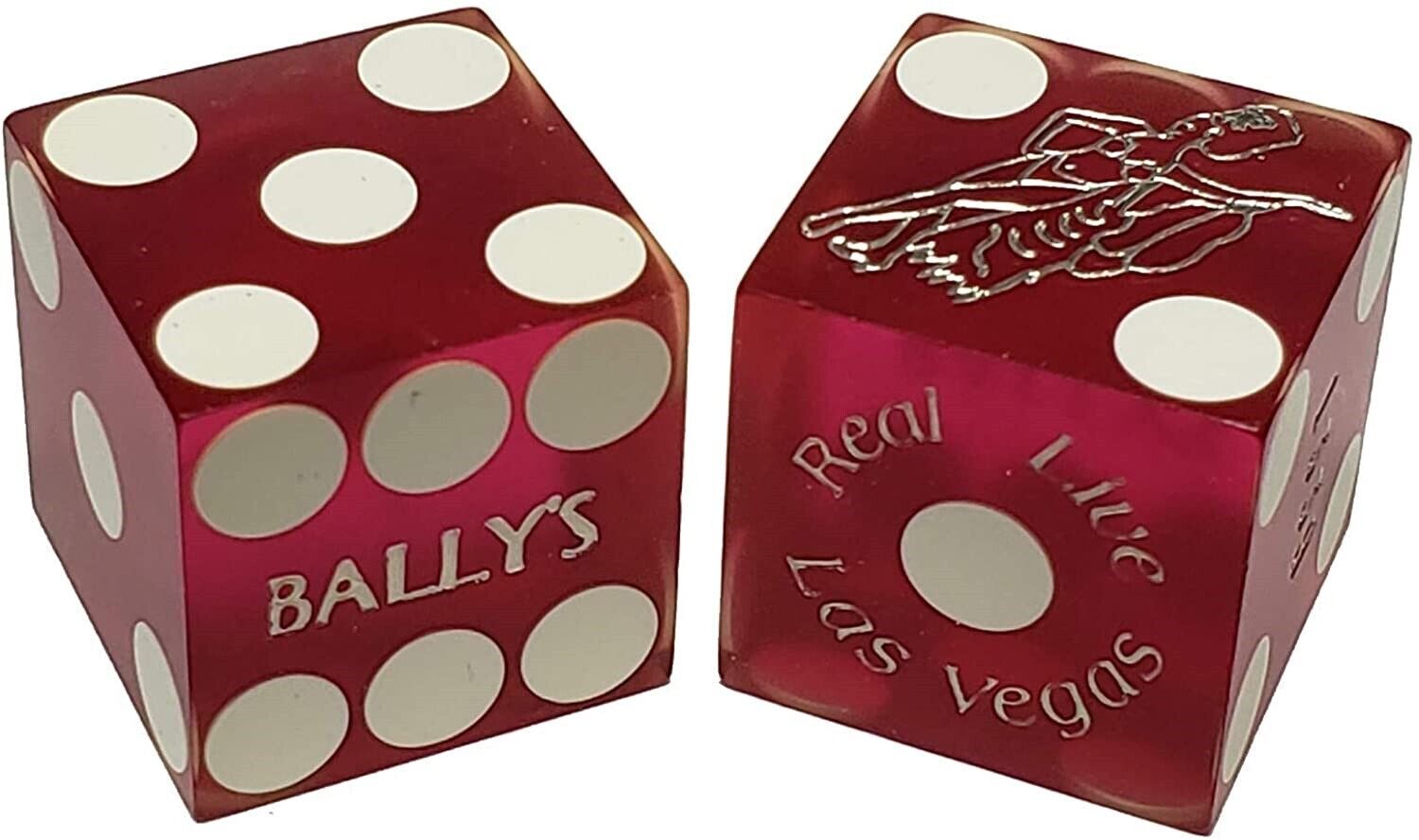 Genuine Bally\'s Las Vegas Casino Craps Dice Pair Purple Frosted Mixed Serial #s