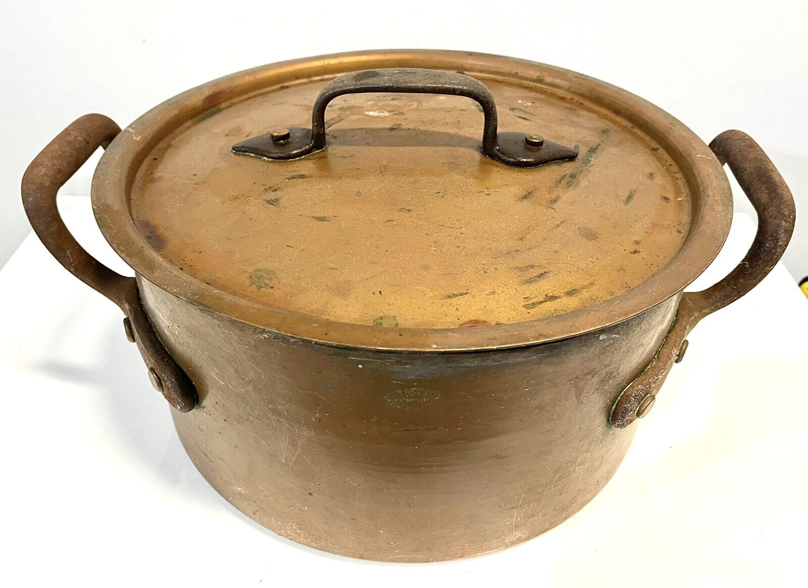 Antique Duparquet Large Copper Roasting Pan W/ Lid New York 110 W. 22nd St.  #1