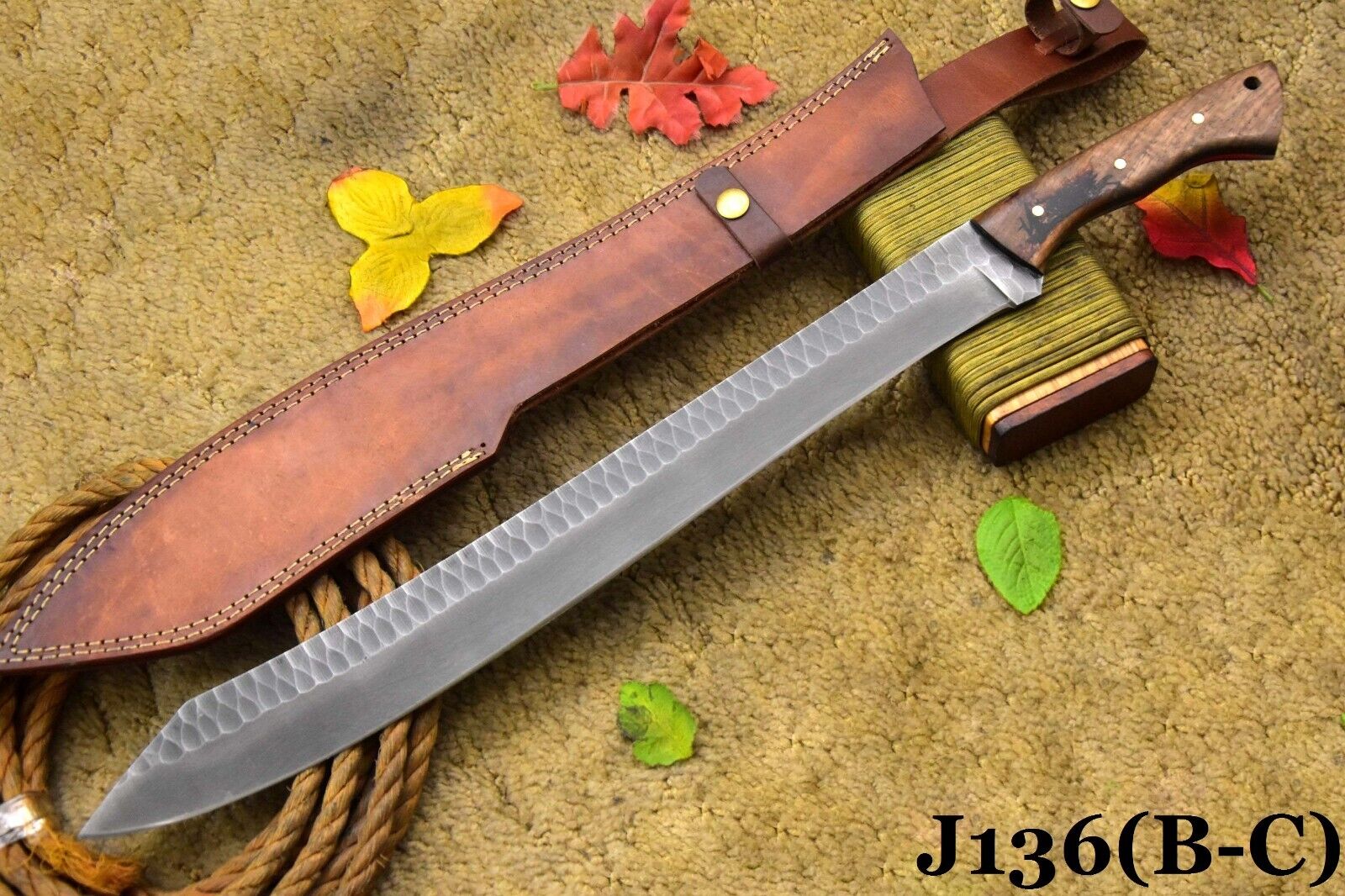 Custom Hammered Spring Steel Machete Hunting Knife Handmade,No Damascus (J136-C)