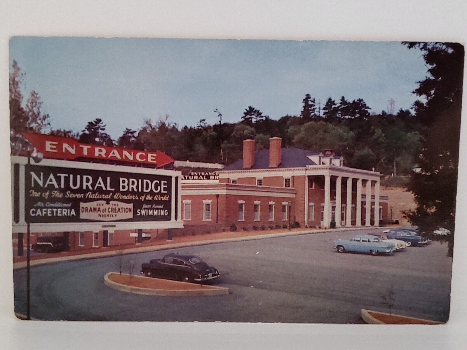 Postcard Rockbridge Center Natural Bridge Virginia Entrance Vintage Cars