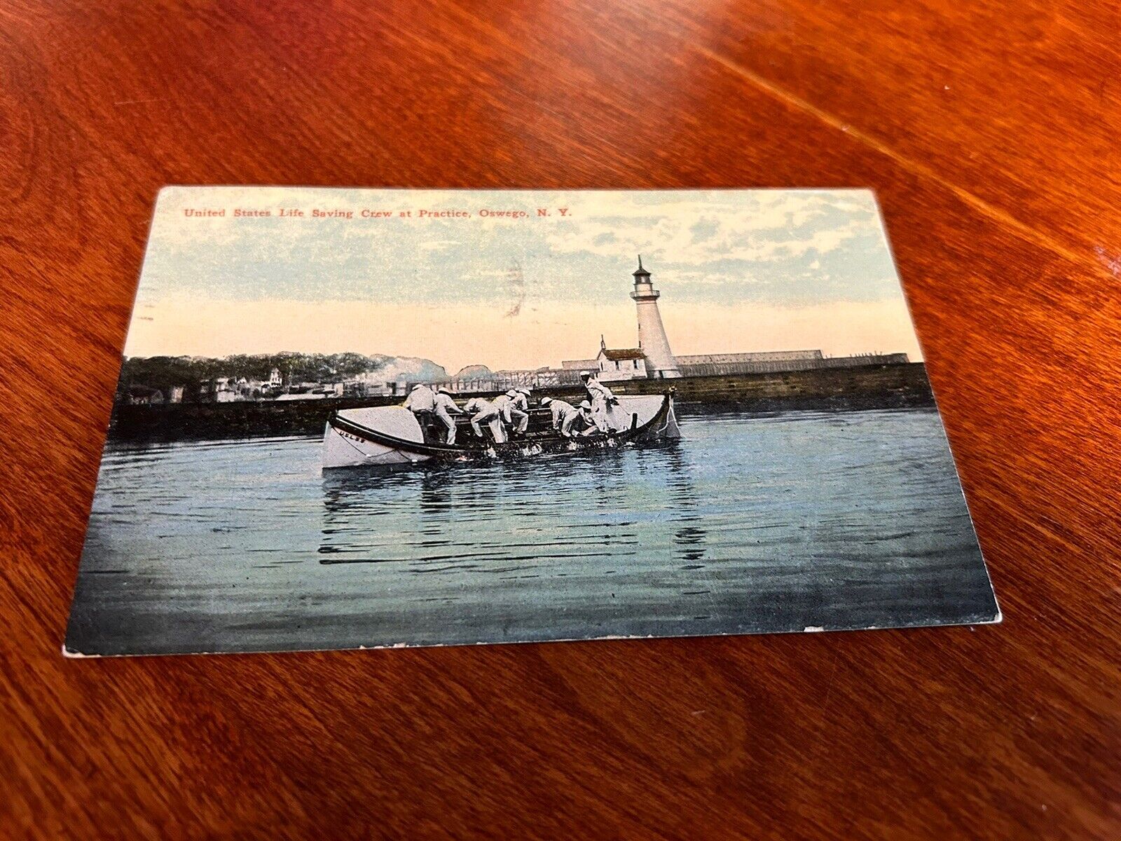 1913 United States Life Saving Crew At Practice Oswego NY Postcard