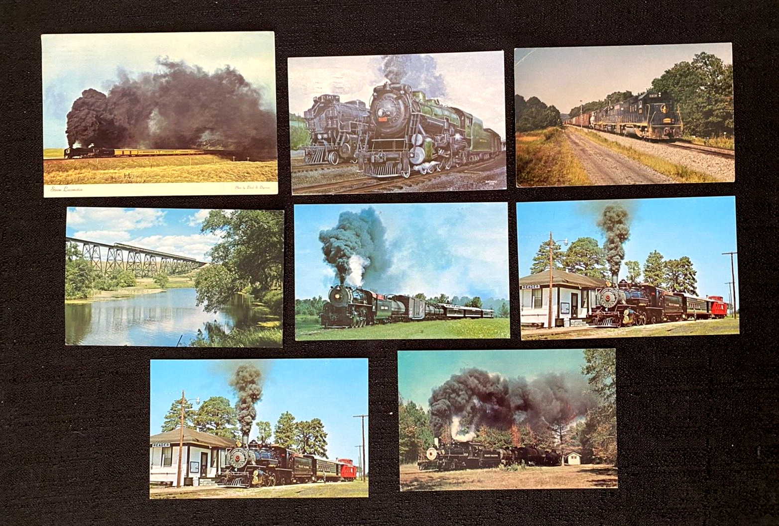 Lot of 8 Vintage (1970s) Train Railway Railroad Post Cards