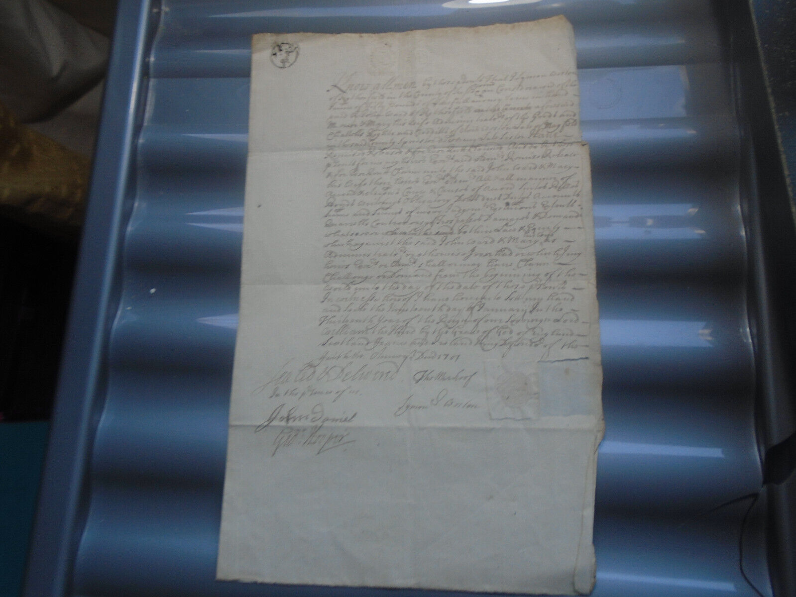 1701 Rare King William III Antique Manuscript Document Rotherfield Sussex J Ward