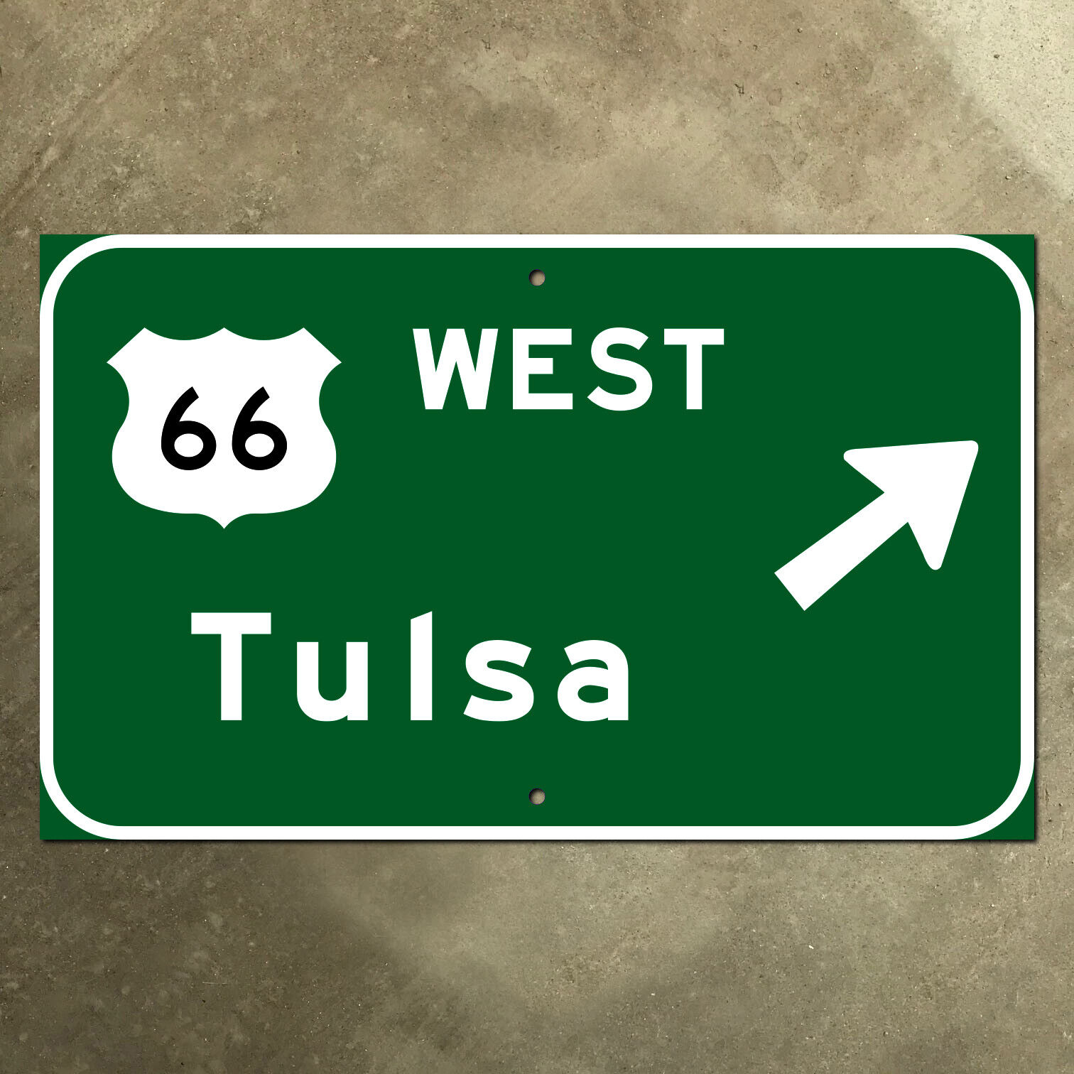 Oklahoma US 66 Tulsa highway road freeway guide sign green 1961 I-44 23x14