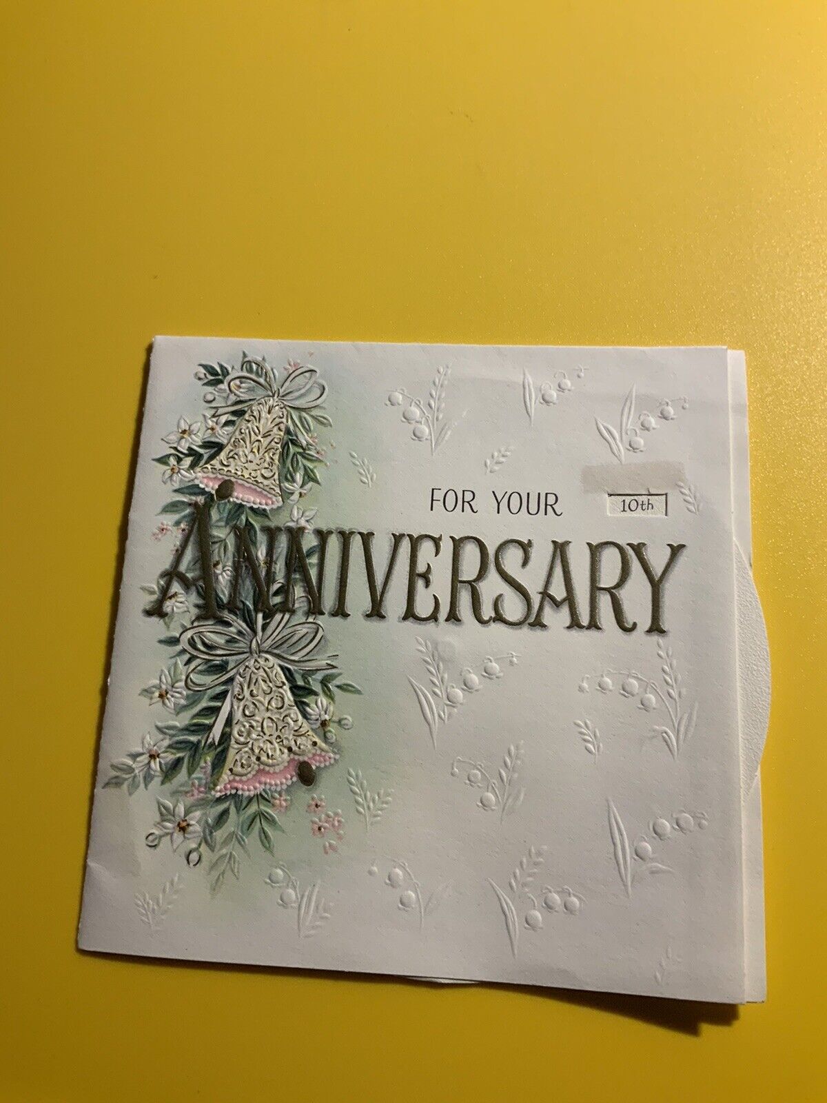 For Your Anniversary Wedding Spinning Wheel Bell Hallmark Used Vtg Greeting Card