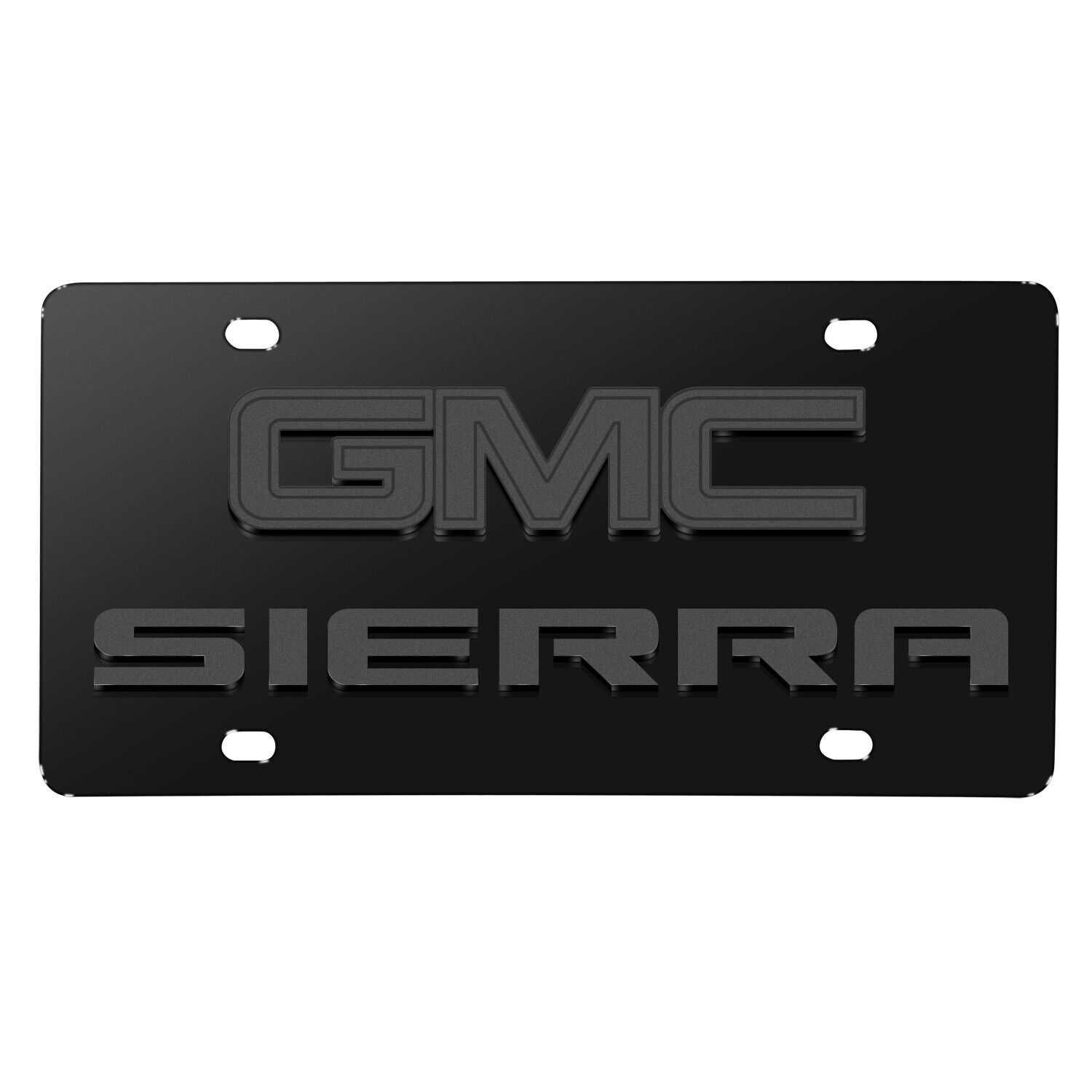 GMC Sierra 3D Dark Gray Dual Logo Black Stainless Steel License Plate