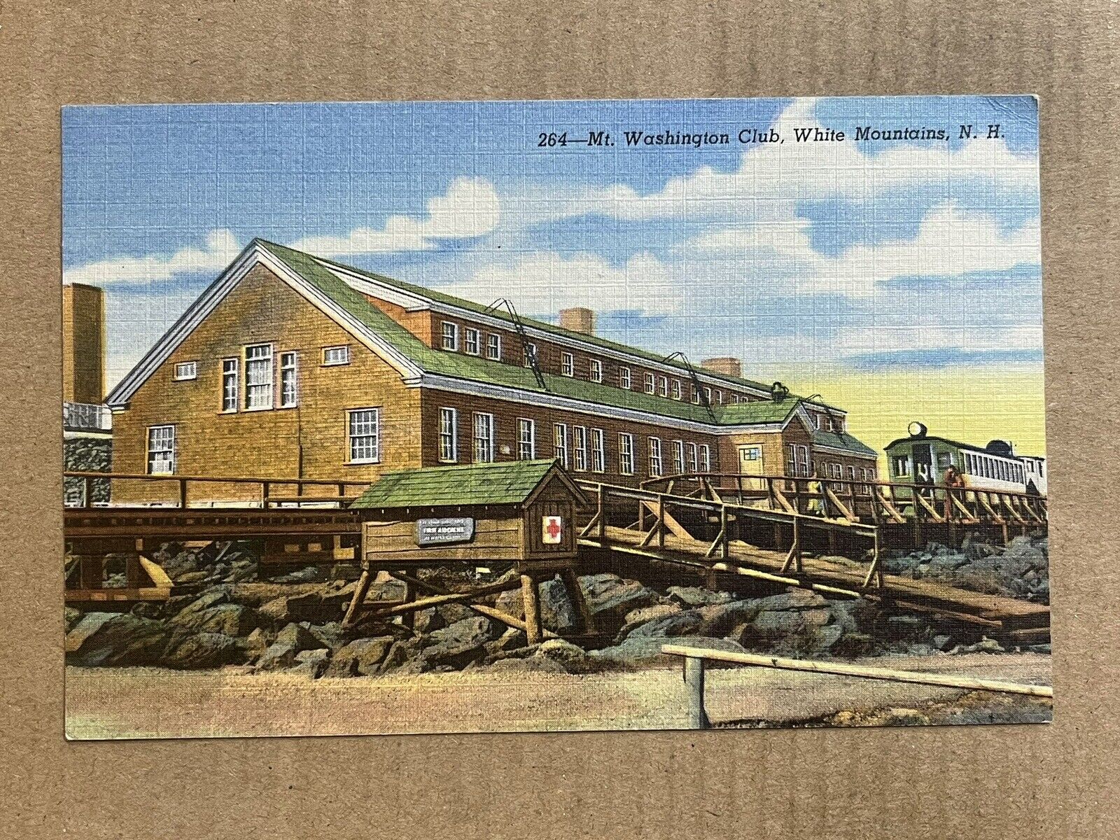 Postcard White Mountains New Hampshire Mt. Washington Club Summit Train Railway