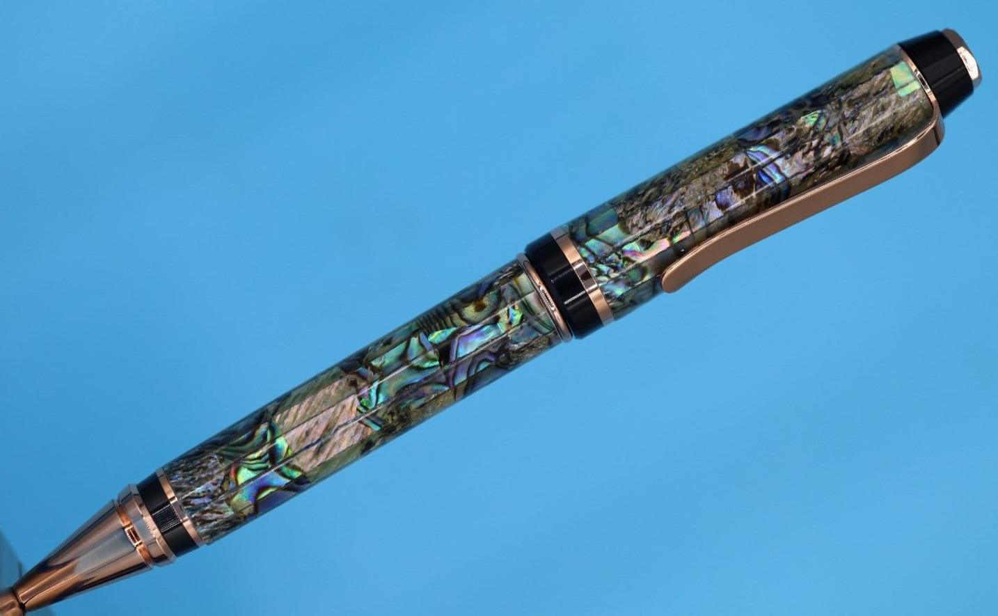 Cigar Twist Pen in Brilliant Copper Finish with Unique Paua Abalone Shell