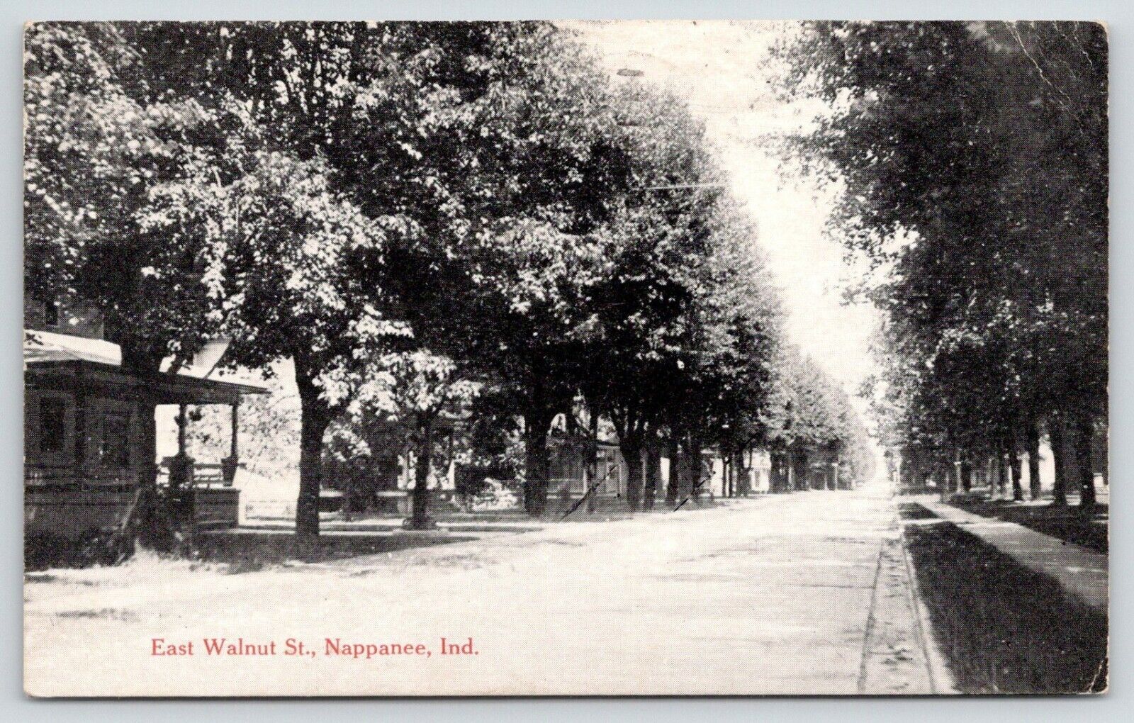 Nappanee Indiana~East Walnut Street Homes~Porches Close to Road~1920 B&W