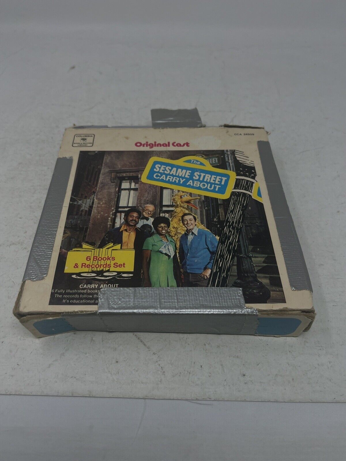 Vintage 1970 Sesame Street Original Cast Carry About 6 Books Records Set 45 RPM