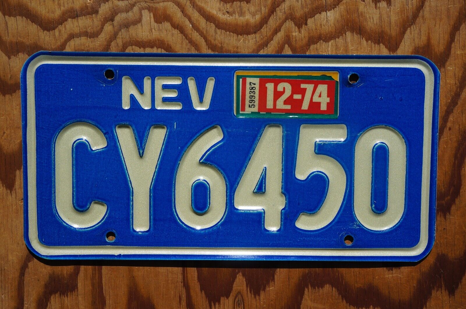 1970s - 1974 Nevada License Plate # CY 6450  -  Nice Original