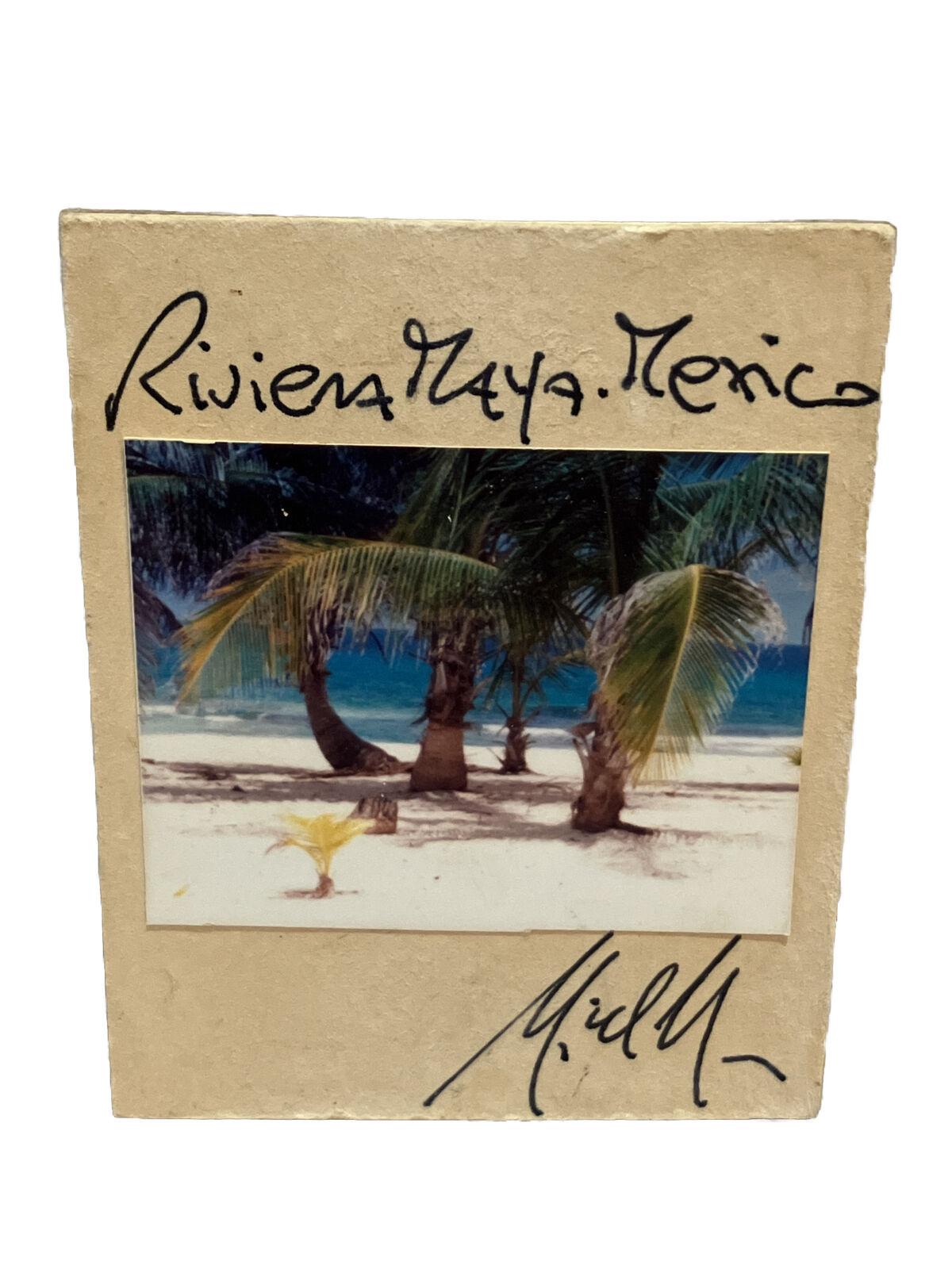 Rivera Maya Mexico Magnet Photo Akumal Palm Trees Wood Signed Souvenir Fridge 