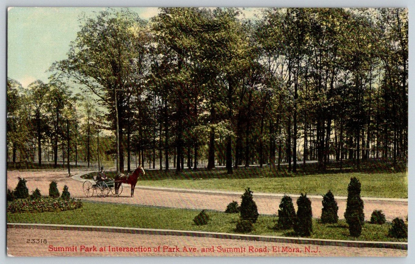 Postcard~ Summit Park At Intersection Of Park Ave. & Summit Road~ El Mora, NJ