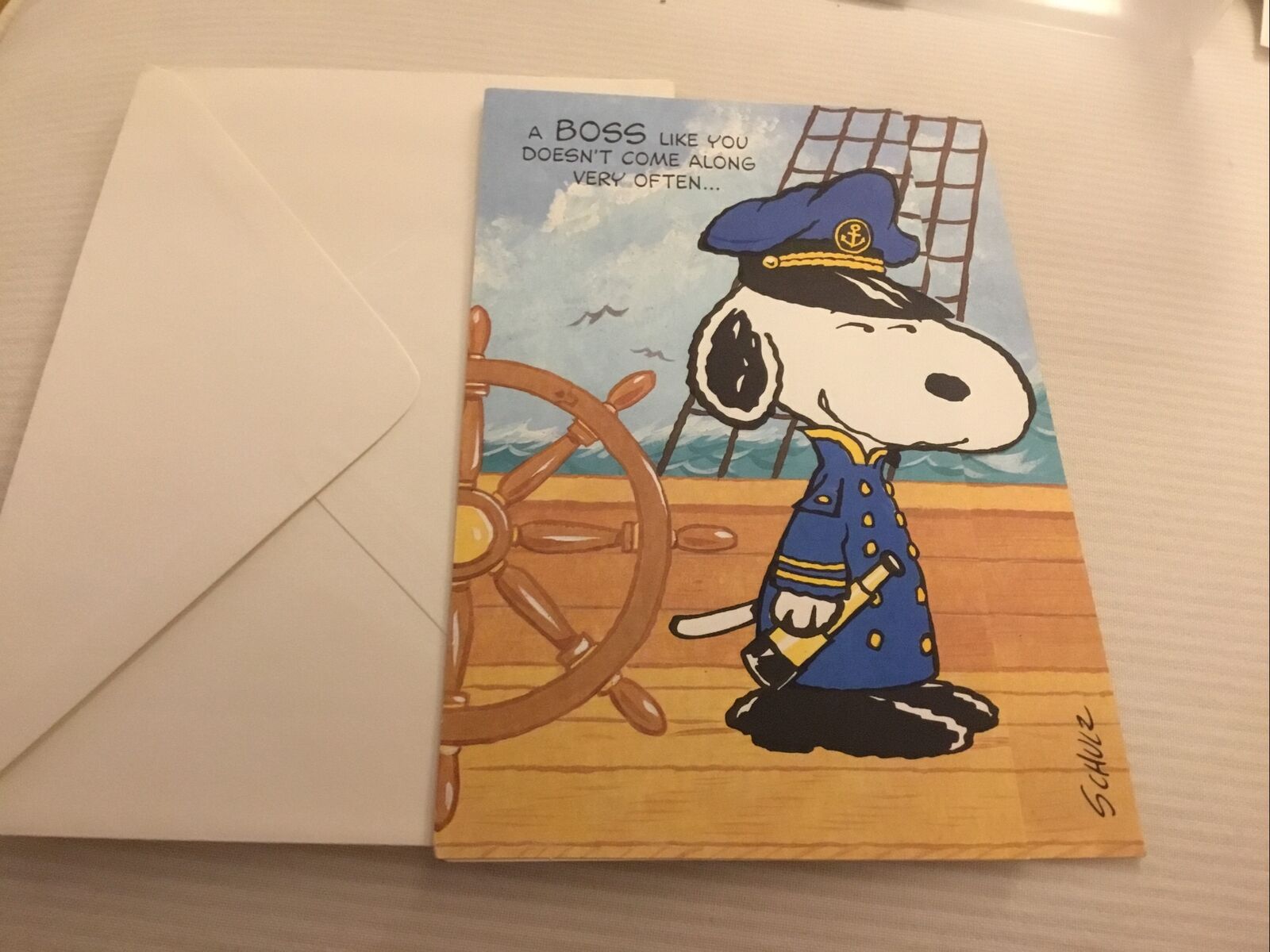 peanuts snoopy charles schulz woodstock boss card goofing off Birthday