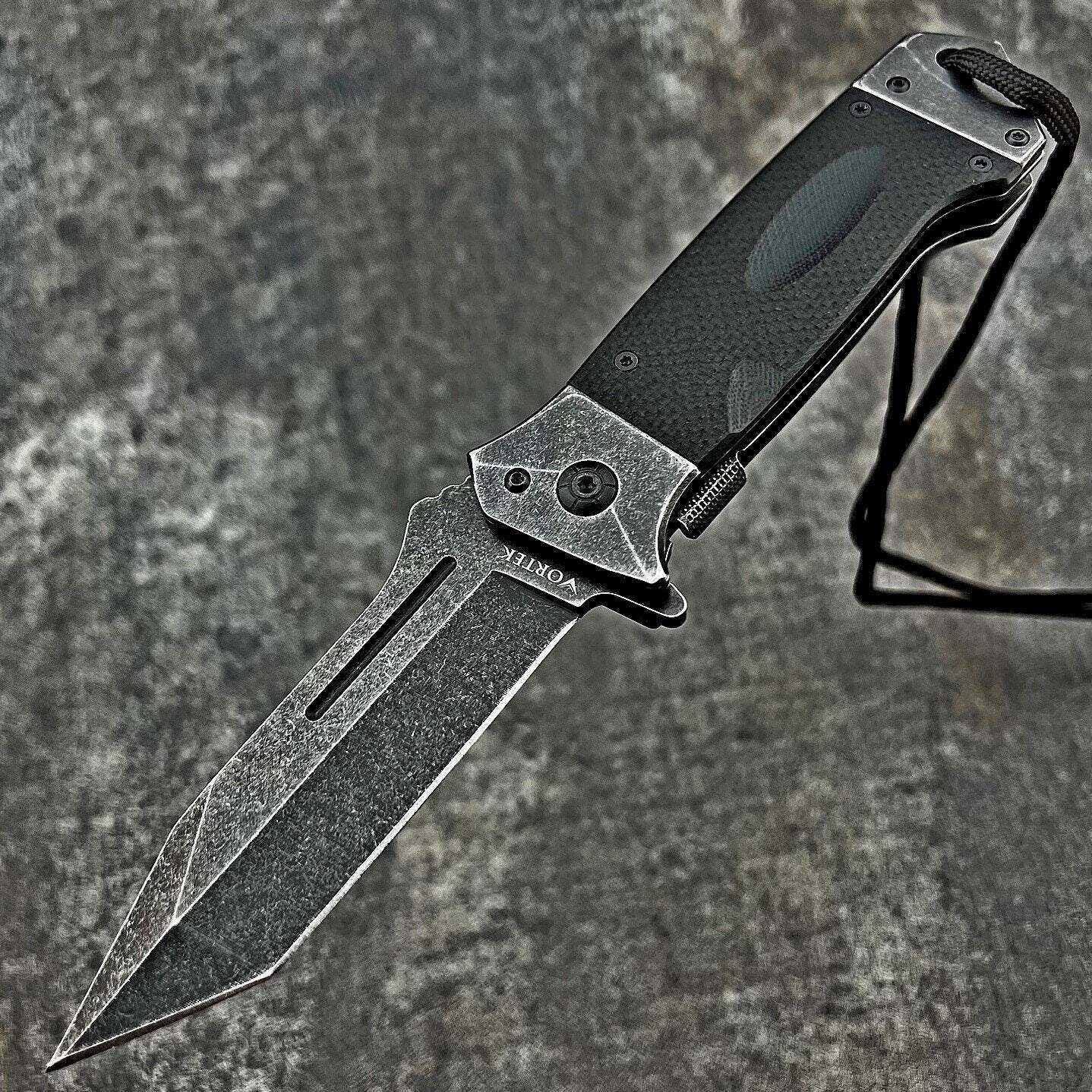 VORTEK WARTHOG Black G10 Heavy Duty Tactical Tanto Blade Folding Pocket Knife
