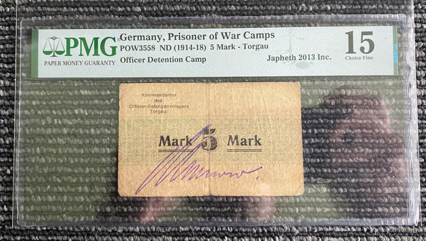 Germany WWI Prisoner Of War Camps 5 Mark POW3558 1914-18 PMG 15 Fine