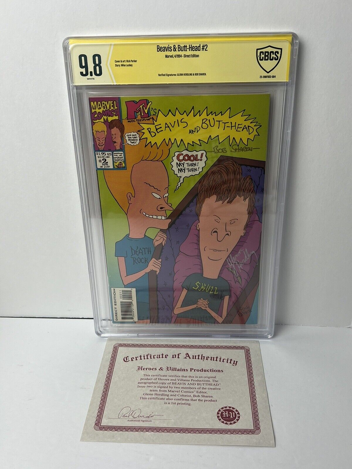 Beavis And Butt-Head #2 CBCS 9.8 Signed Glen Herdling & Bob Sharen Marvel 1994