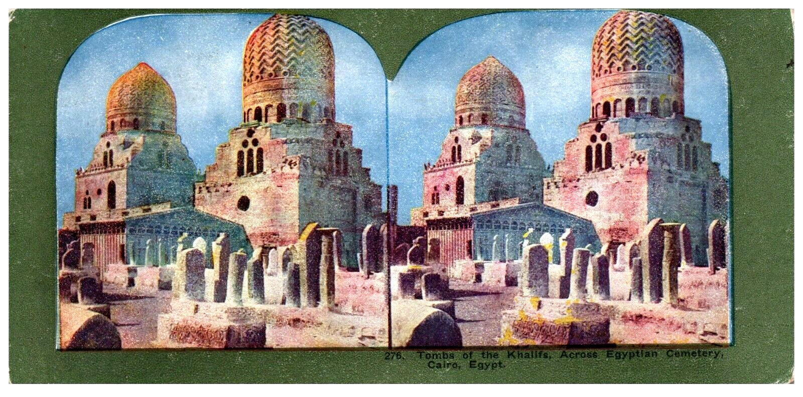 STEREOSCOPE TOMBS OF THE KHALIFS EGYPTIAN CEMETARY CAIRO EGYPT CARD 276
