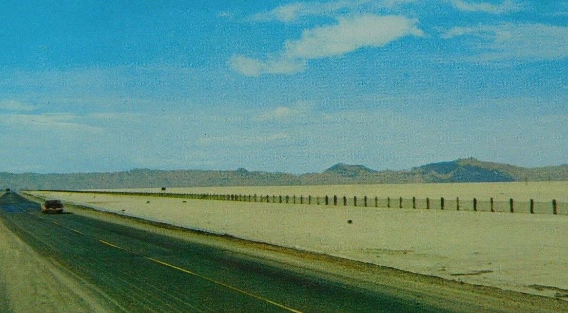 Bonneville Salt Flats Utah Classic Cars Chrome Vintage Postcard