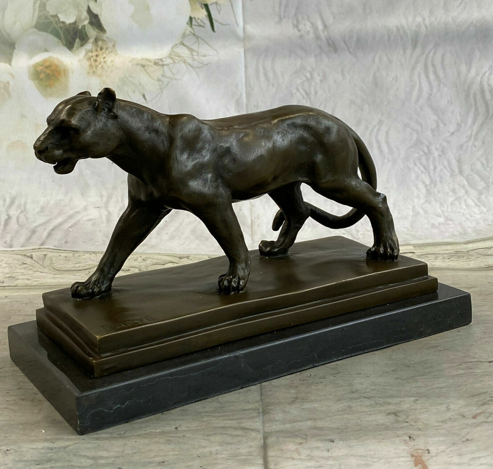 ART DECO BROWN BRONZE CHEETAH STATUE BIG CAT LEOPARD FELINE PANTHER LION ARTWORK