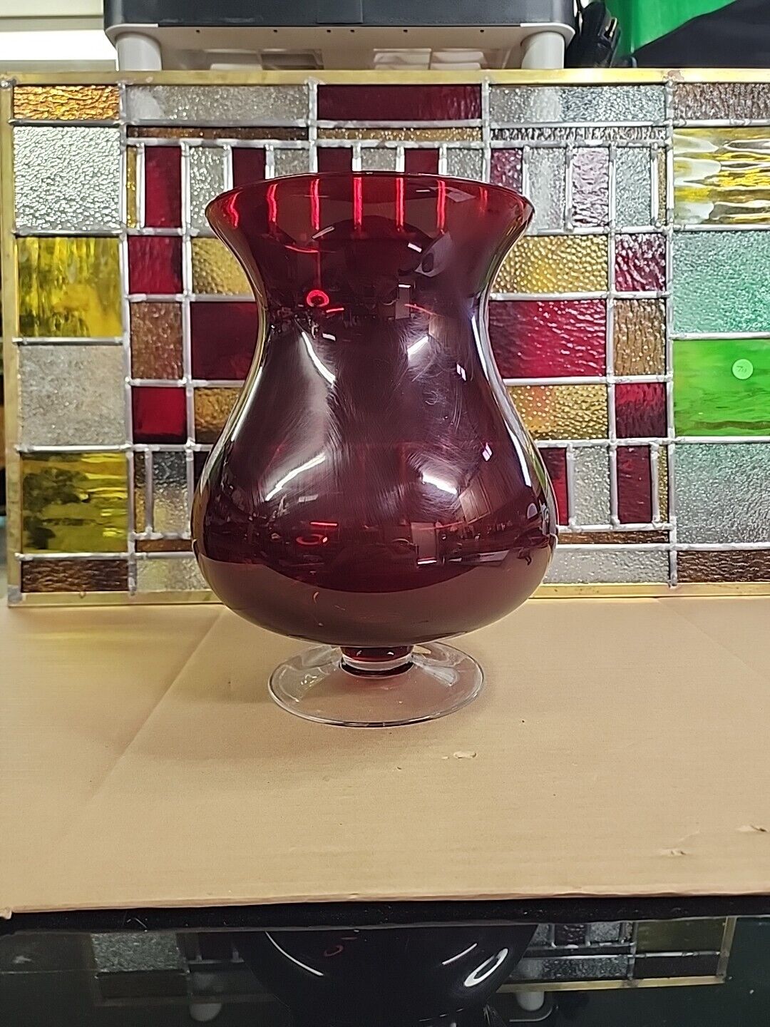 Retired Partylite P9099 Ruby Red Glass Footed Hurricane Holder
