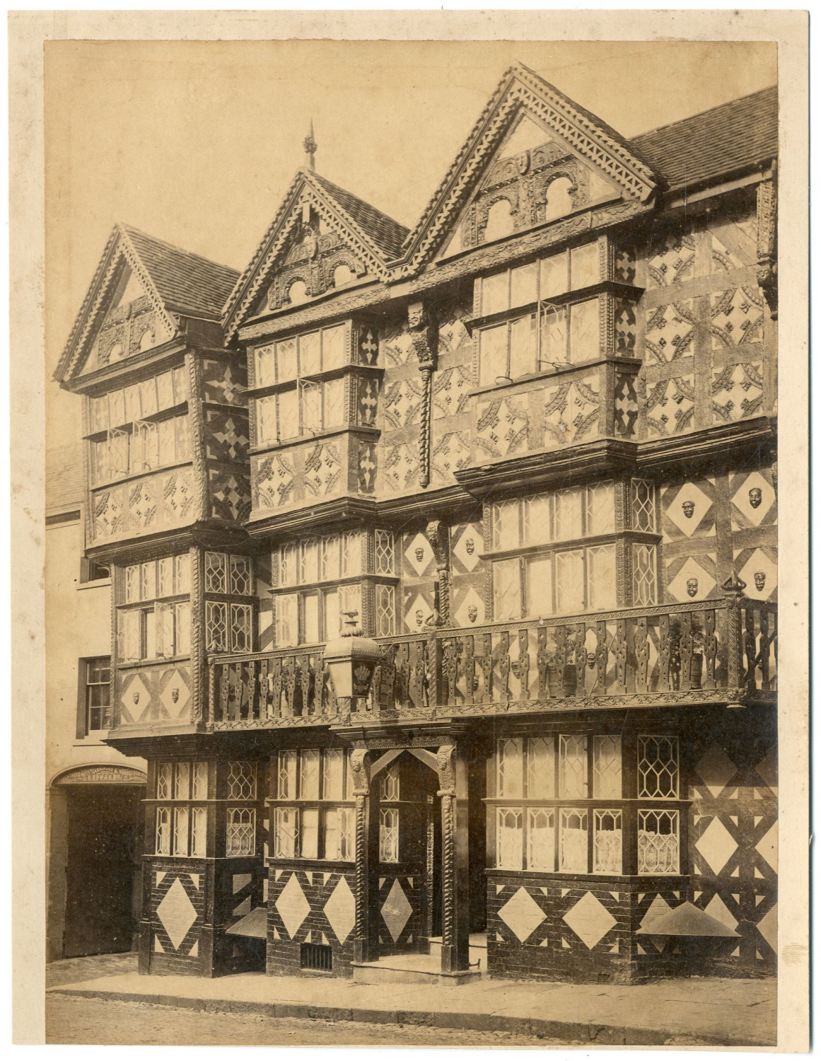 England, Old Half-Timbered Houses, ID Vintage Print Albuminated Print 