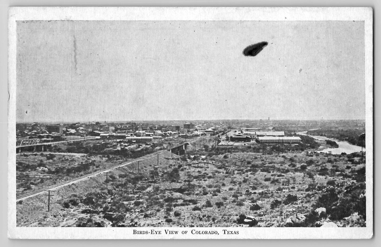 1929 Birdseye View Colorado TX Texas Antique Postcard Aerial View Bastrop County