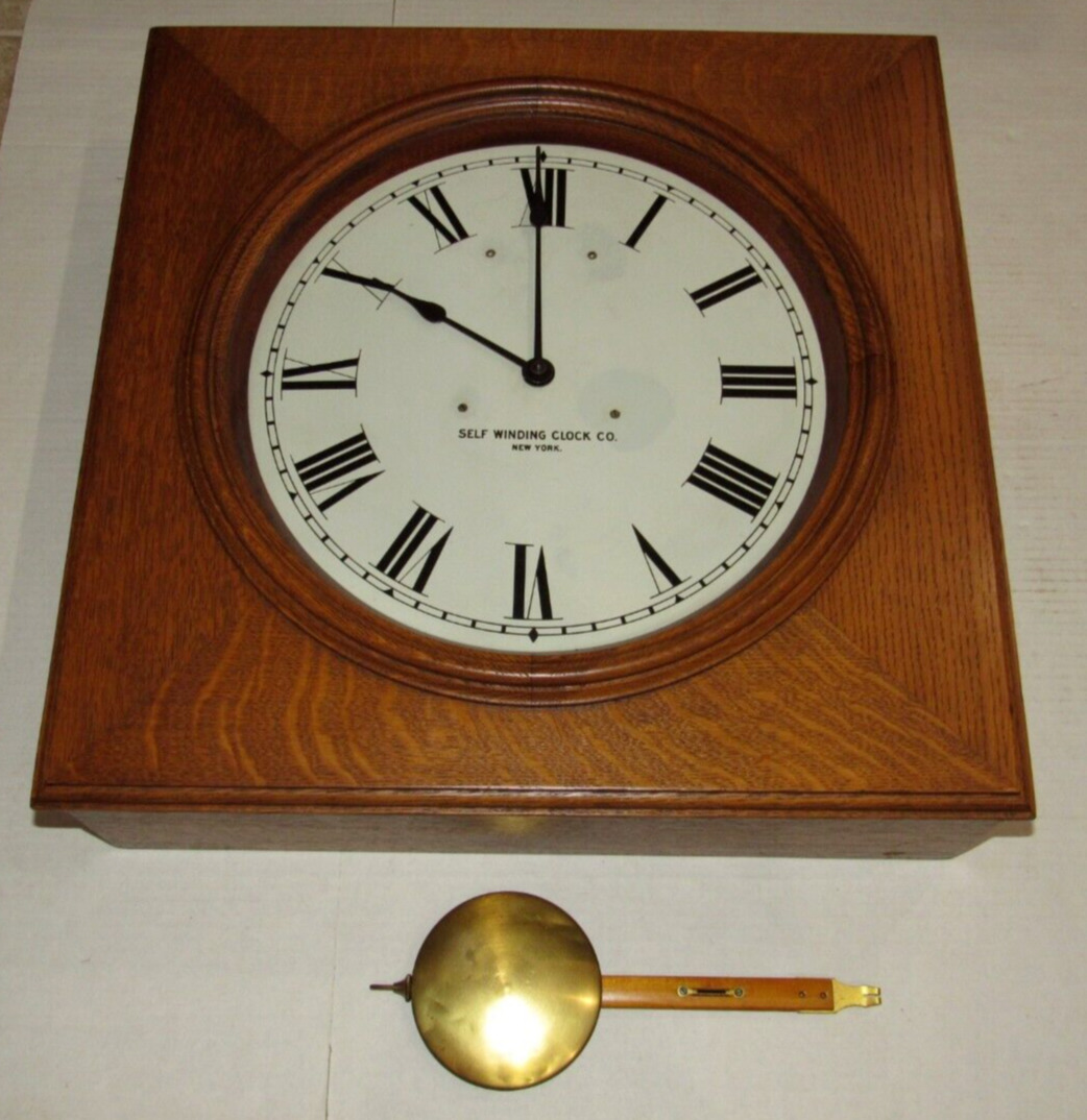 Antique Self-Winding Clock Co, New York Self-Winding Wall Clock