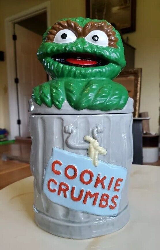 Rare 1970\'s Muppets Inc Oscar The Grouch Cookie Jar Ceramic Sesame Street