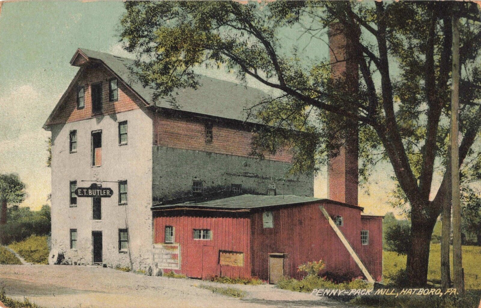 Penny Pack Mill Hatboro Pennsylvania Butler\'s Montgomery County 1912 PC