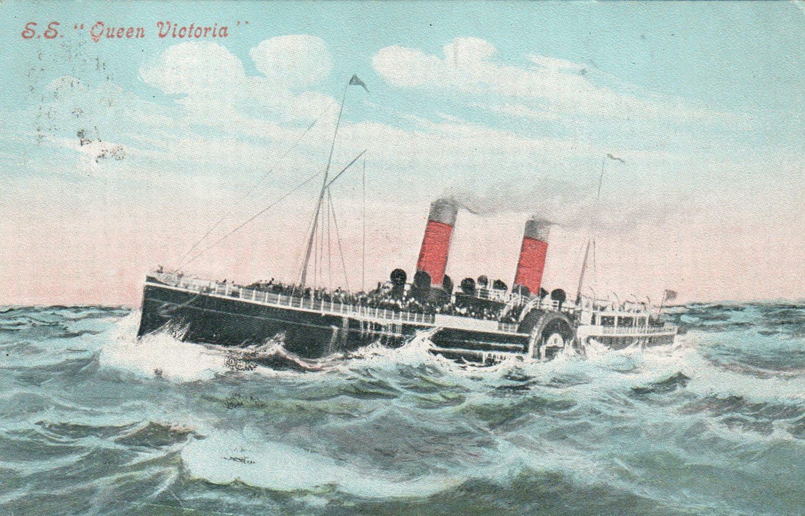 SCARCE 1905 VINTAGE Valentine\'s SS QUEEN VICTORIA POSTCARD to Thames Conservancy