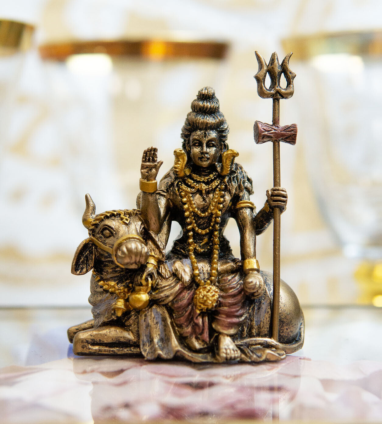 Ebros Vastu Hindu God Lord Shiva Mahadeva Sitting On Nandi Bull Miniature Statue