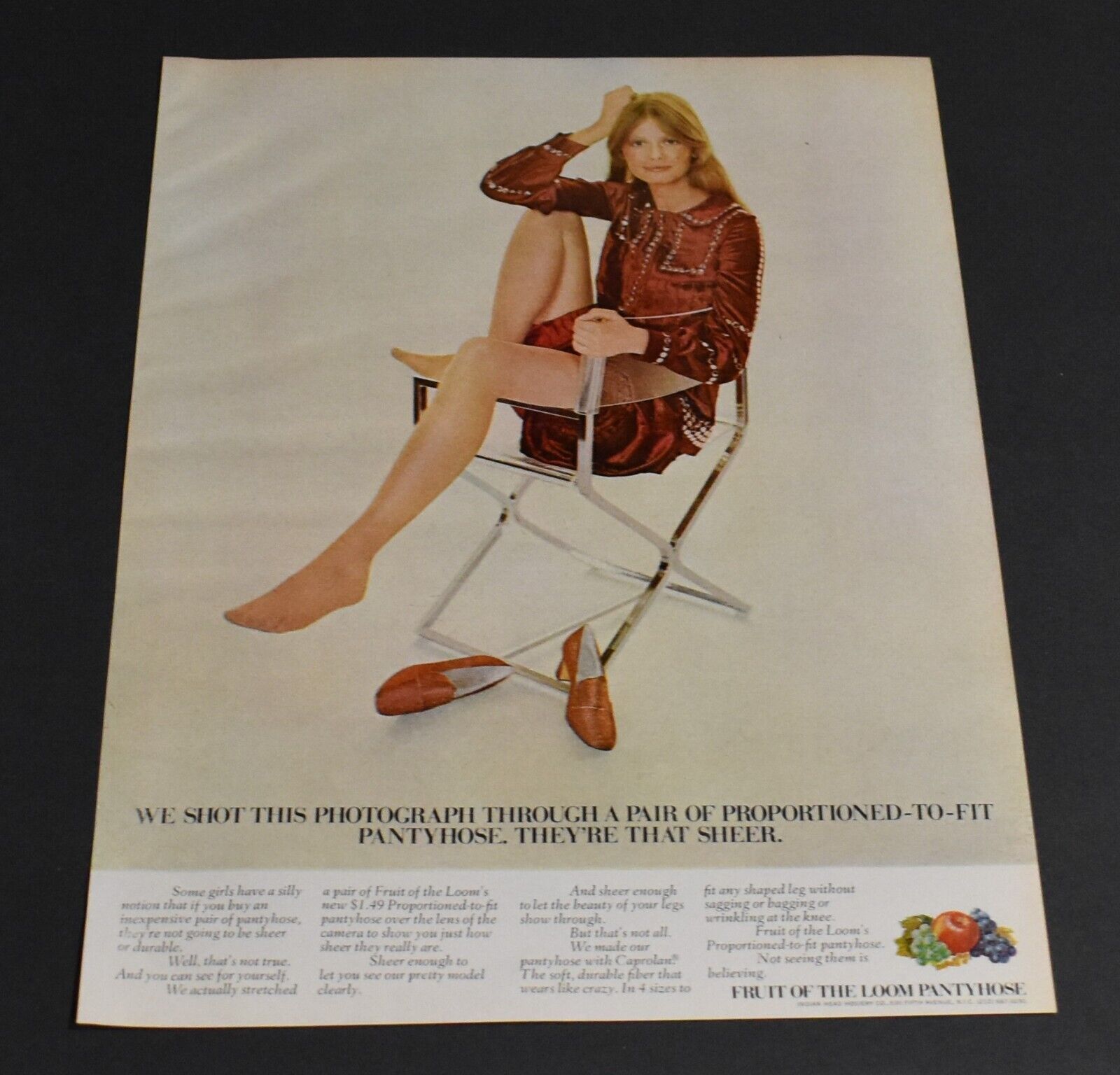 1971 Print Ad Sexy Heels Long Legs Fashion Lady Blonde Fruit Loom Pantyhose art