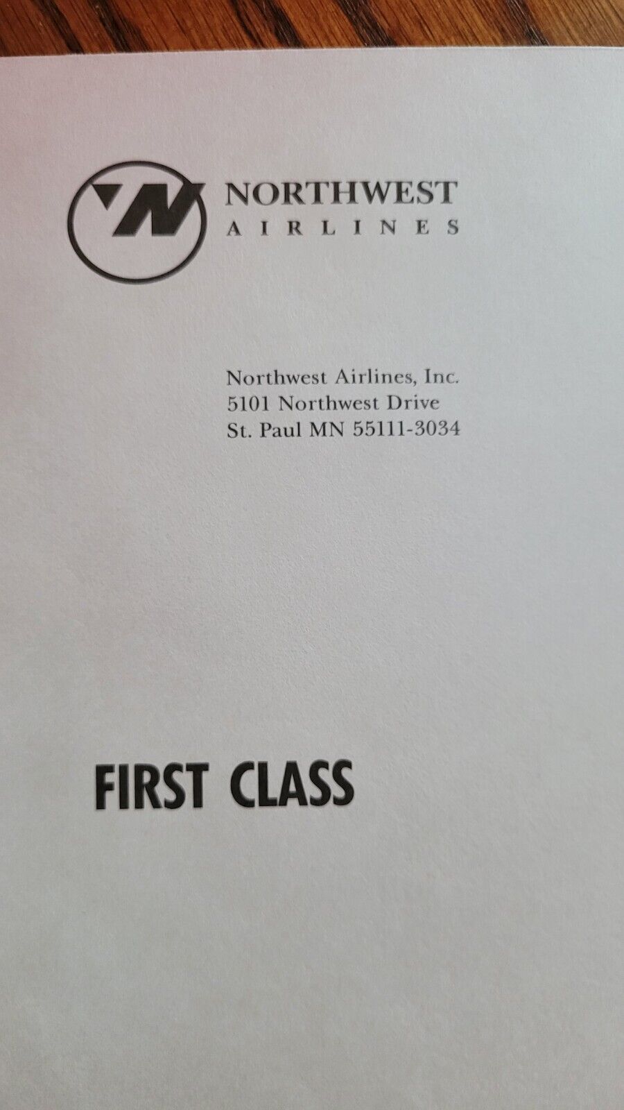 Lot of 5 Vintage Northwest Airlines Large First Class Envelopes