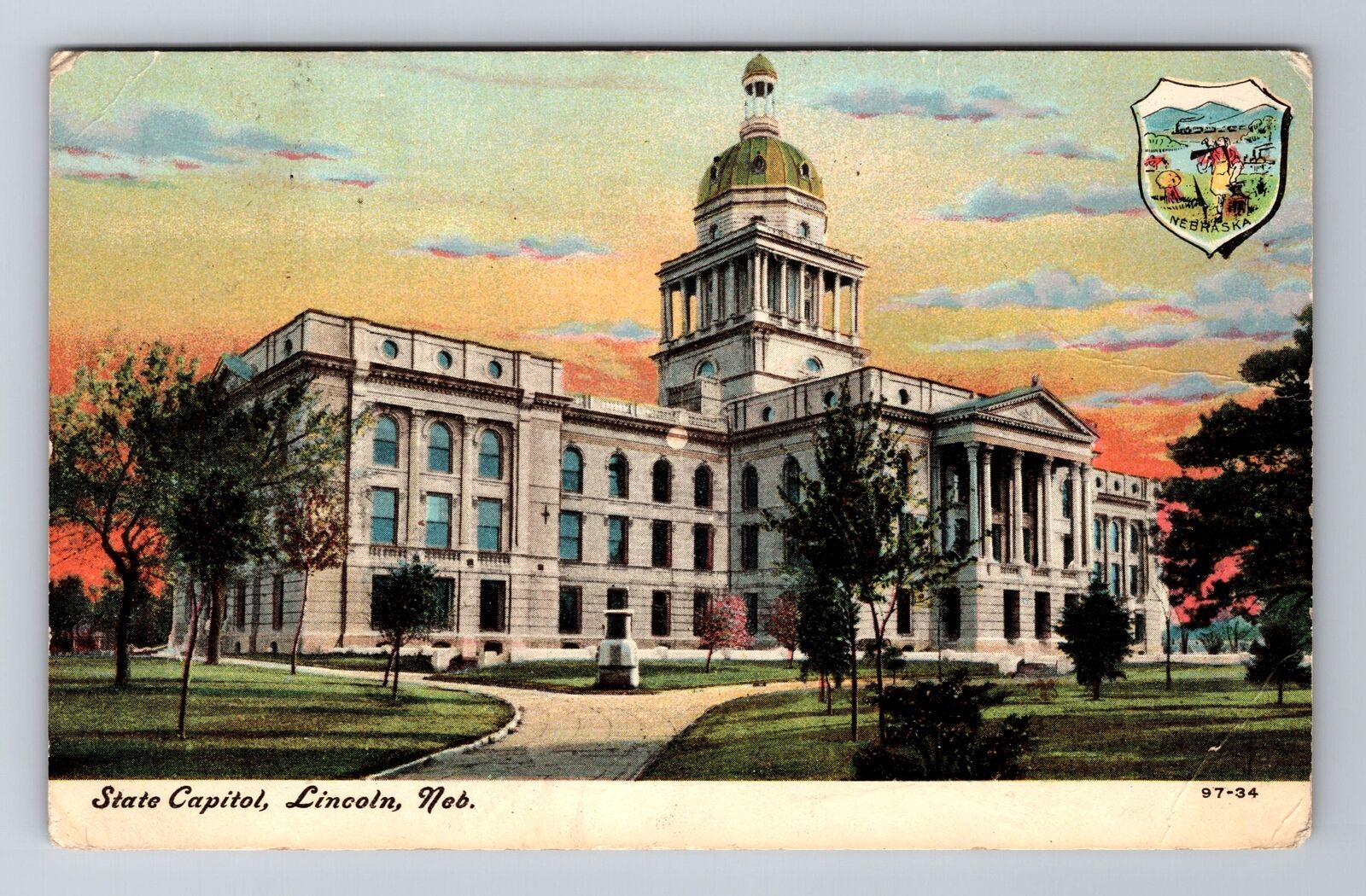 Lincoln NE-Nebraska, Capitol Building, Antique c1908 Vintage Souvenir Postcard
