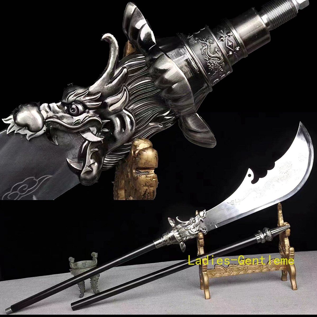 Strong Broadsword Guan Yu\'s Big Dao Black Dragon War Knife Stainless Steel Blade