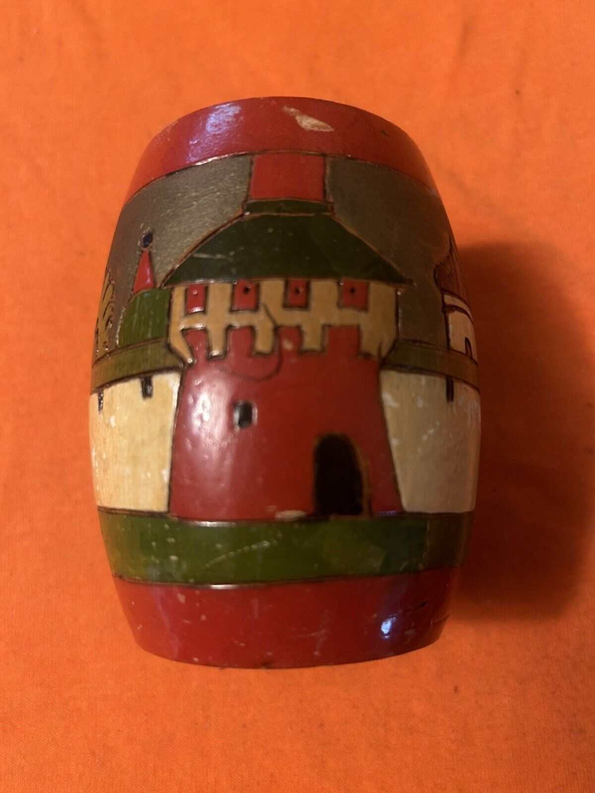Antique Hand Carved & Painted Wood Cup with Folk Art Possibly Soviet Union? RARE