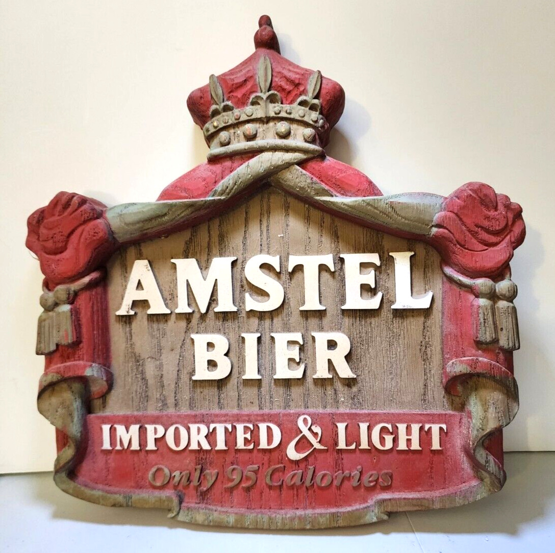 Amstel Bier Imported & Light Crown Small Beer Sign 1982