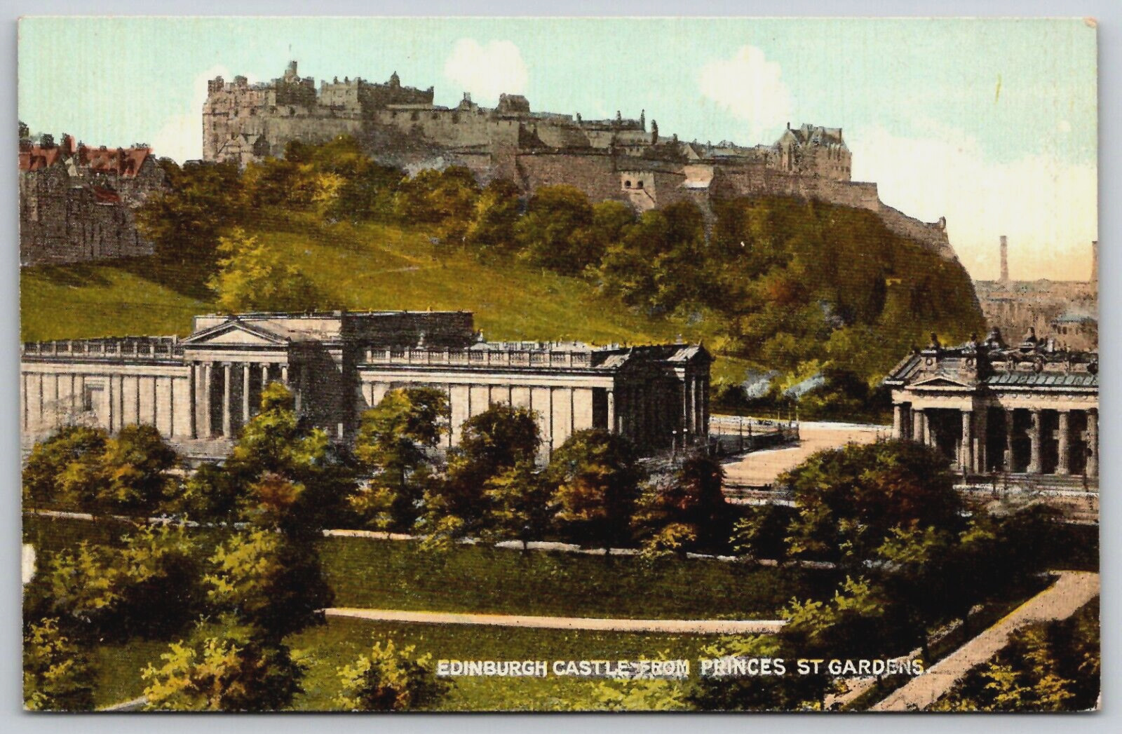 Vintage Postcard - Edinburgh Castle from Princes St Gardens - Scotland