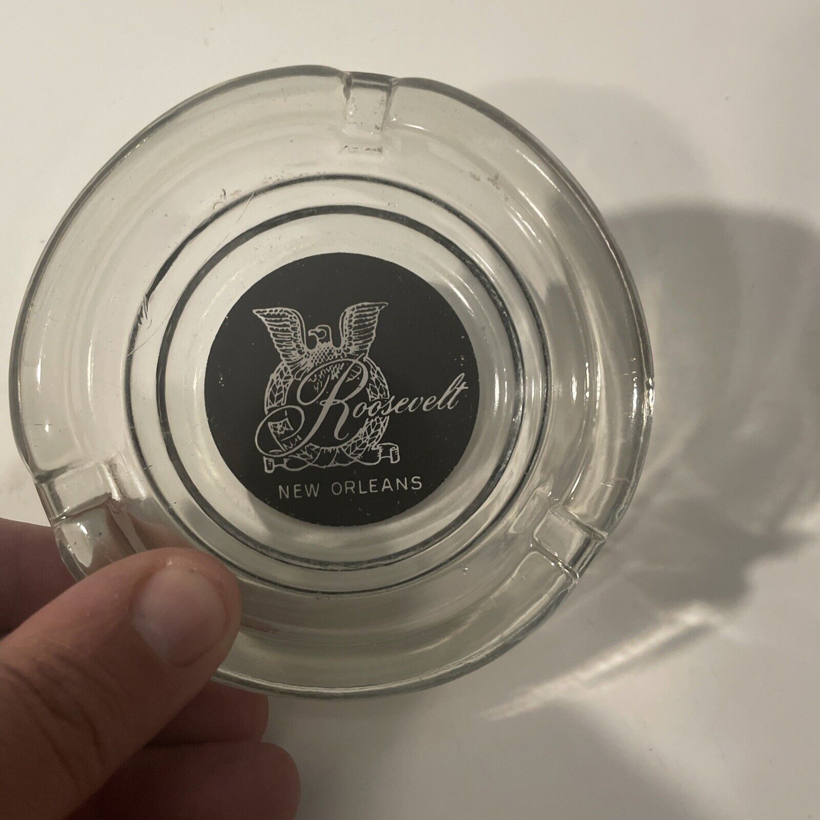 vintage roosevelt hotel new orleans ashtray Round Clear Glass Louisiana