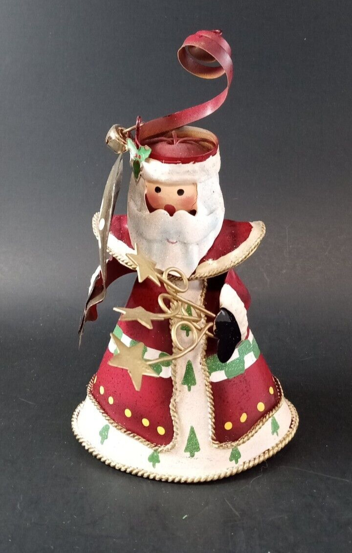 Vintage Metal Tin 3D Cone Santa