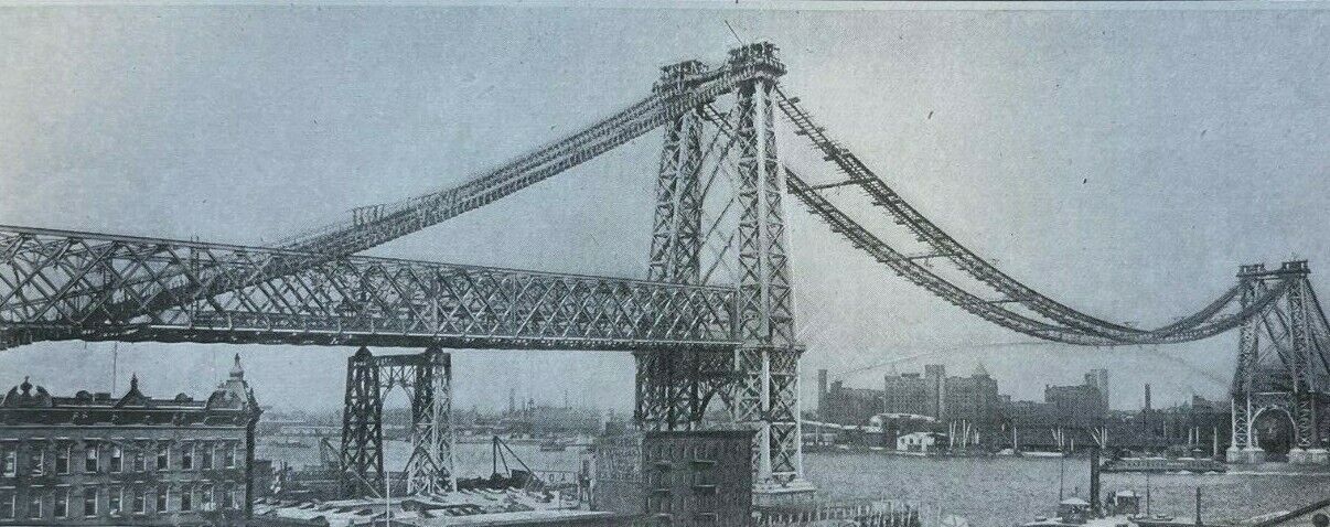1901 Building the Brooklyn Bridge New York City illustrated