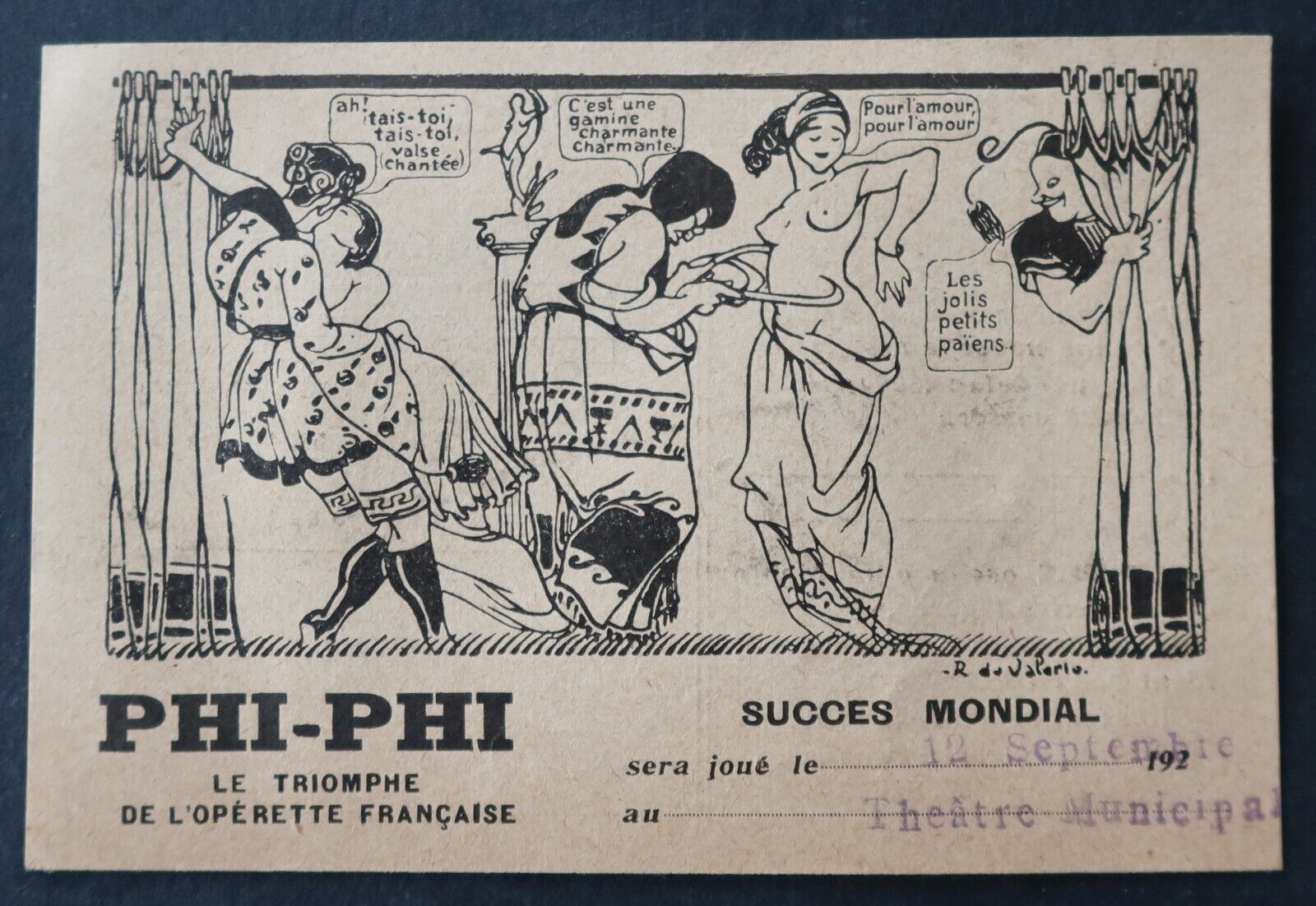 1920 Advertising Postcard PHI-PHI Illustrator DE VALERIO Erotic