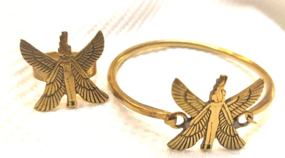 THE WINGED ISIS PHARAONIC COPPER BRACELET AND RING, ANTIQUITIES OF EGYPT BC