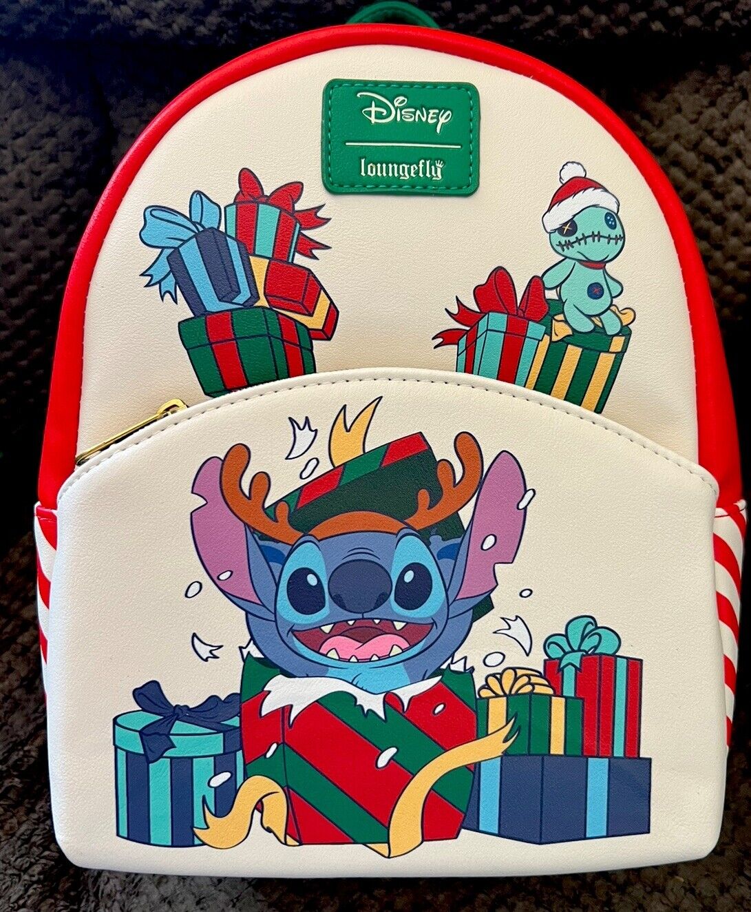 Disney Loungefly Lilo & Stitch: Stitch & Scrump Christmas Holiday Mini Backpack