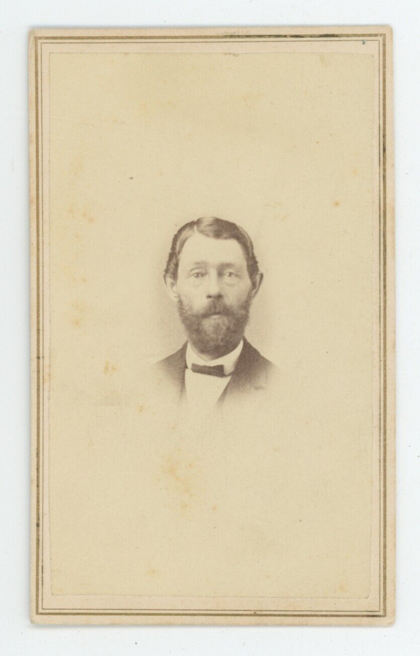 Antique CDV Circa 1860s Handsome Older Man With Beard in Suit Mayo New York, NY