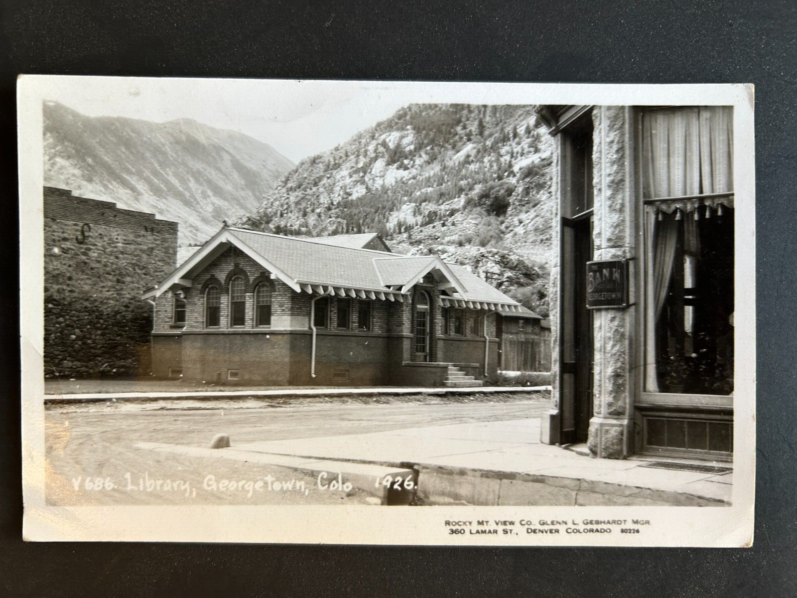 Postcard RPPC Library Georgetown Colorado Photo Denver Street View 1926