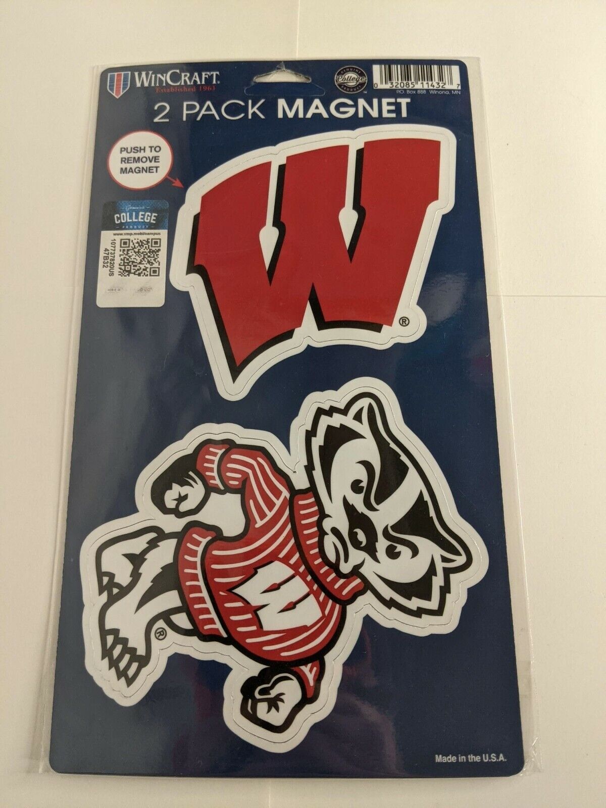WinCraft 2 Pack Wisconsin Badgers Magnets Genuine Bucky Badger & W Logo